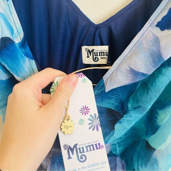 NWT Show Me Your MuMu Kendall Maxi Dress - Blue Magnolia Small - Picture 8 of 10